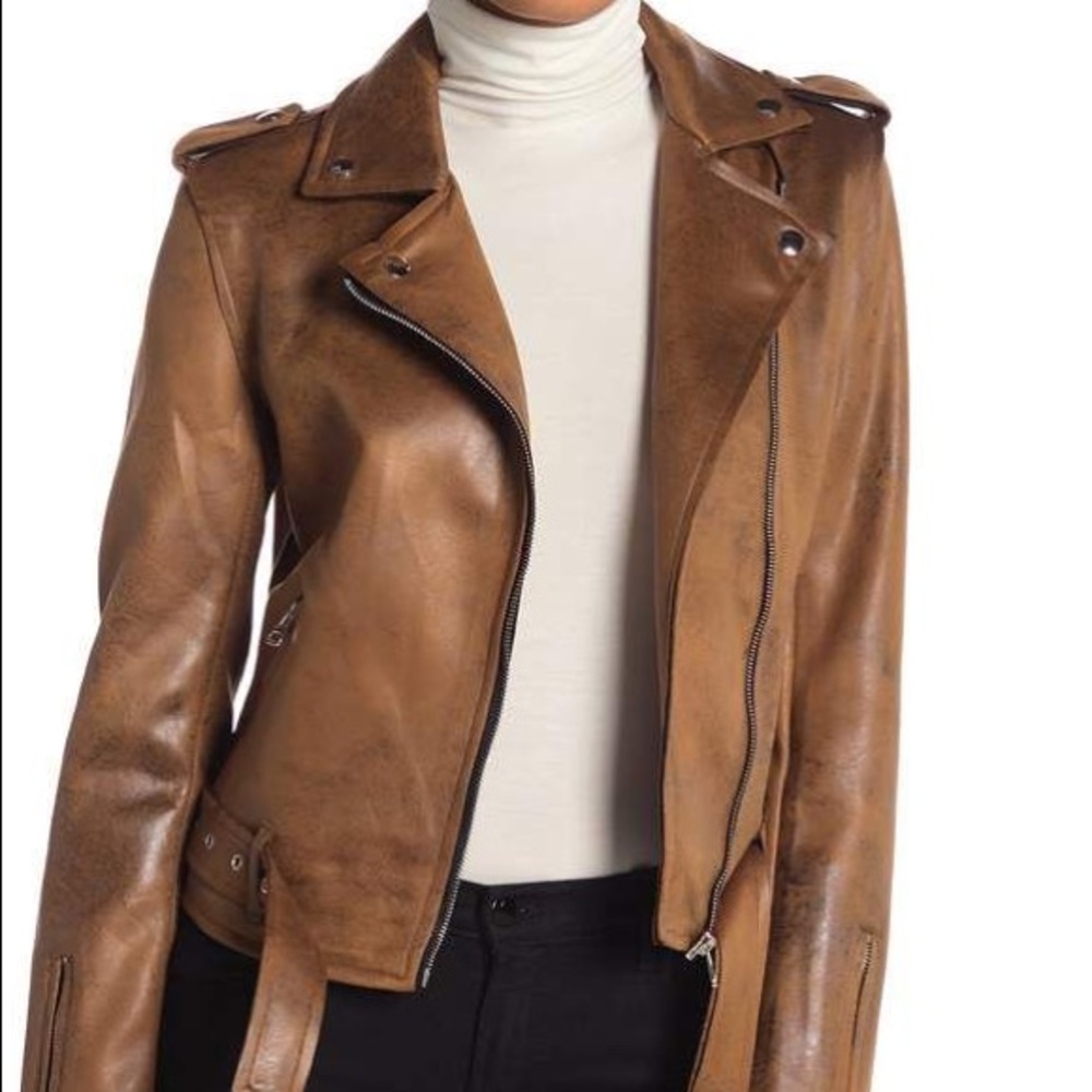 Distressed Leather Motorcycle Jacket